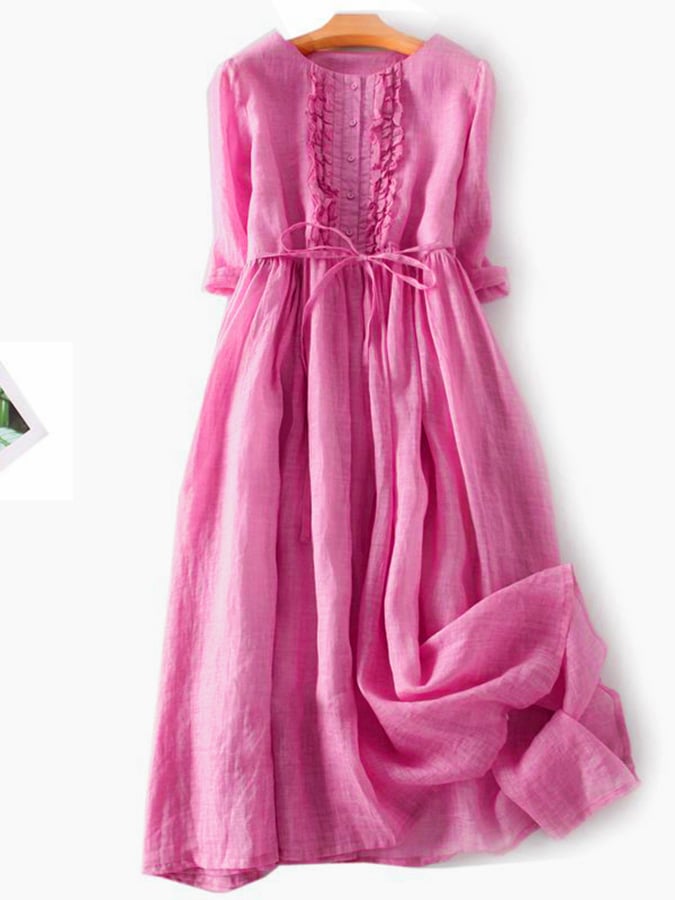 Women's Solid Color Ruffle Casual Dress