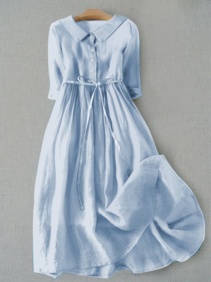 Literary Simple Cotton Blends Dress