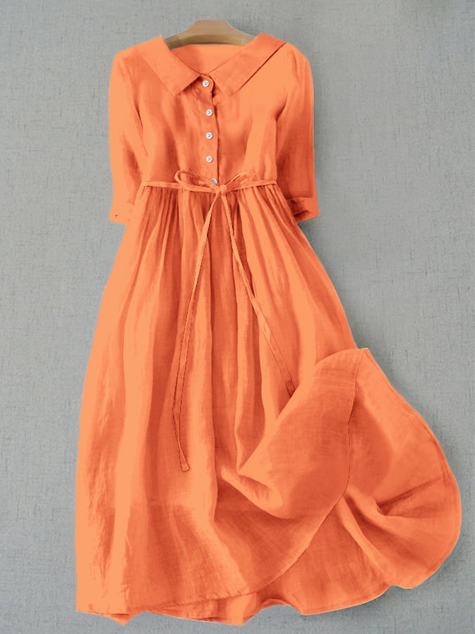 Literary Simple Cotton Blends Dress