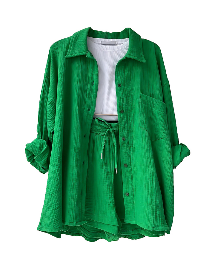 Maylee – Textured Button-Up Short Set
