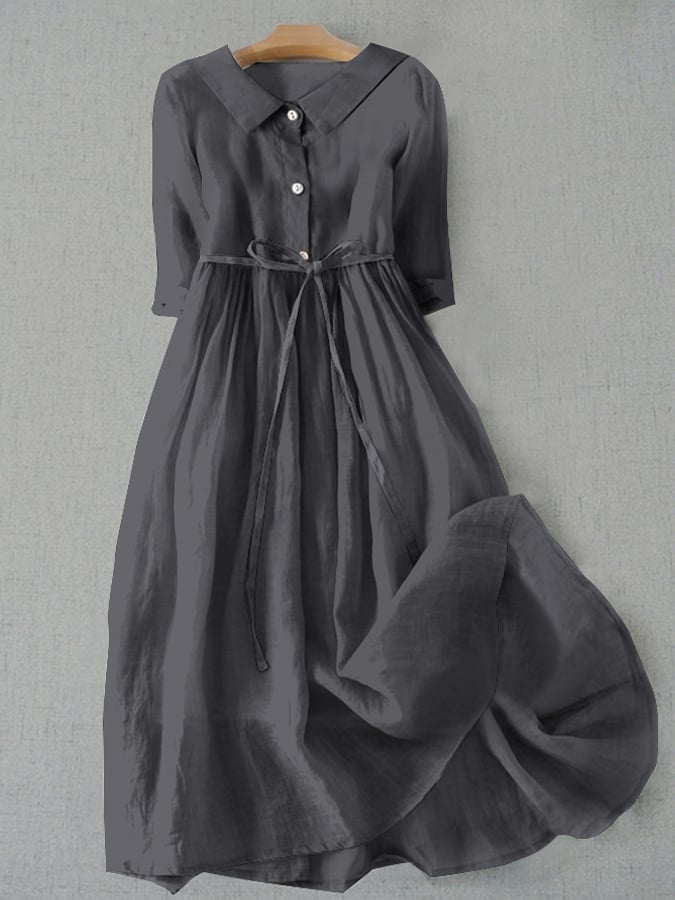 Literary Simple Cotton Blends Dress