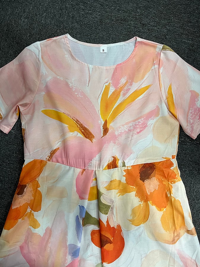 Women's Retro Botanical Floral Design Printed Casual Loose Dress