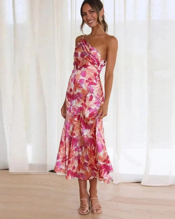 Sienna - Asymmetric floral maxi dress for women