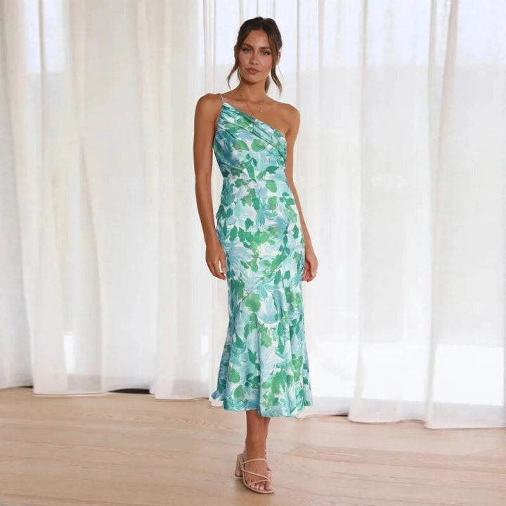 Sienna - Asymmetric floral maxi dress for women