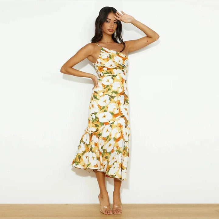 Sienna - Asymmetric floral maxi dress for women