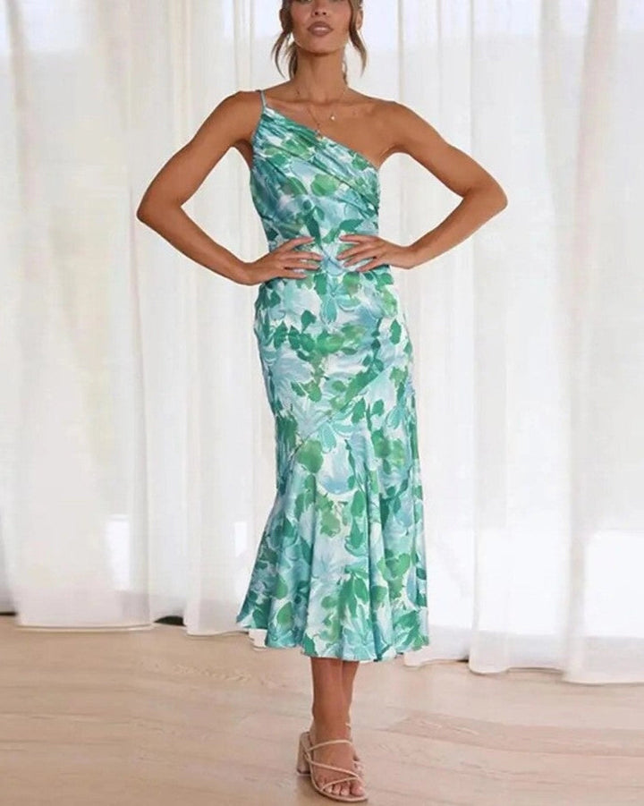 Sienna - Asymmetric floral maxi dress for women