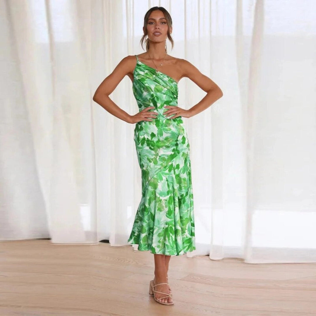 Sienna - Asymmetric floral maxi dress for women