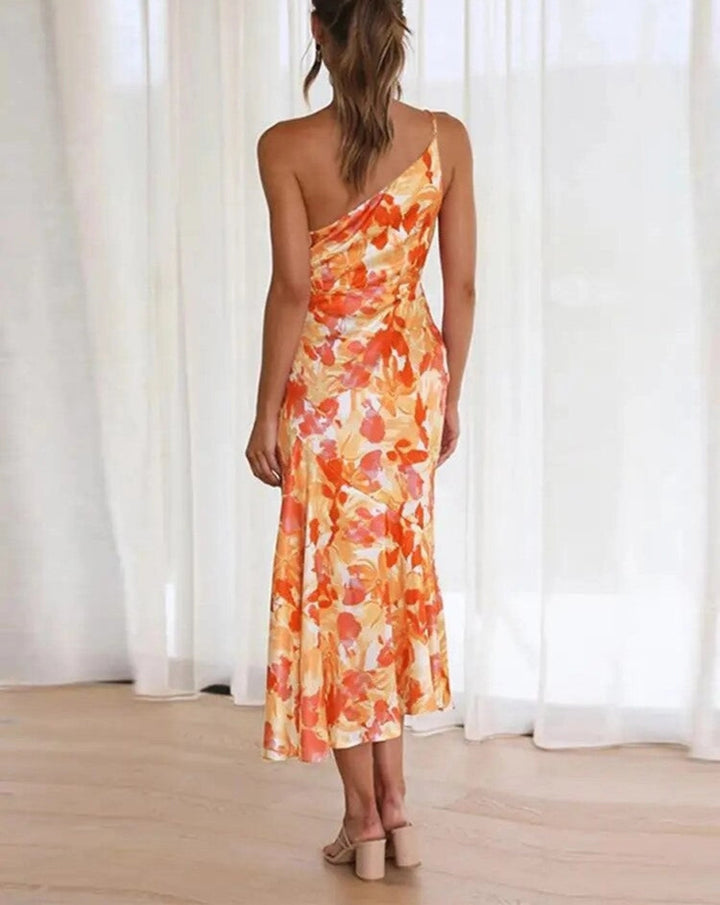 Sienna - Asymmetric floral maxi dress for women
