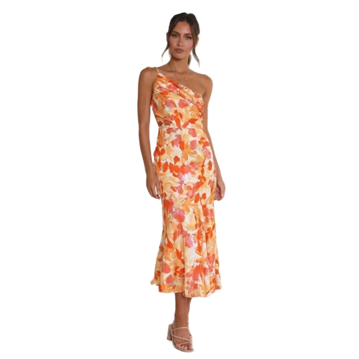 Sienna - Asymmetric floral maxi dress for women