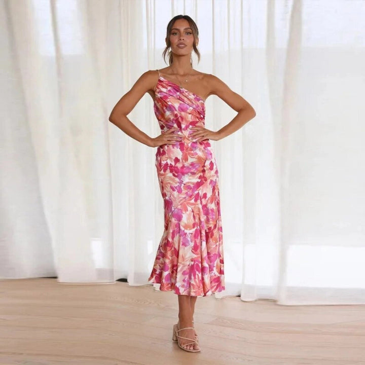 Sienna - Asymmetric floral maxi dress for women