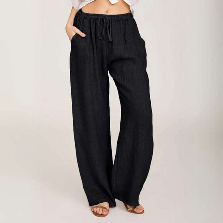 Women's Solid Cotton Linen Wide Leg Pants