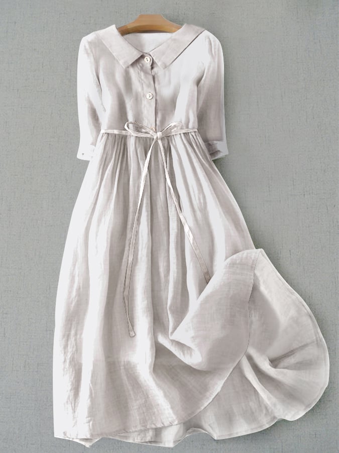 Literary Simple Cotton Blends Dress