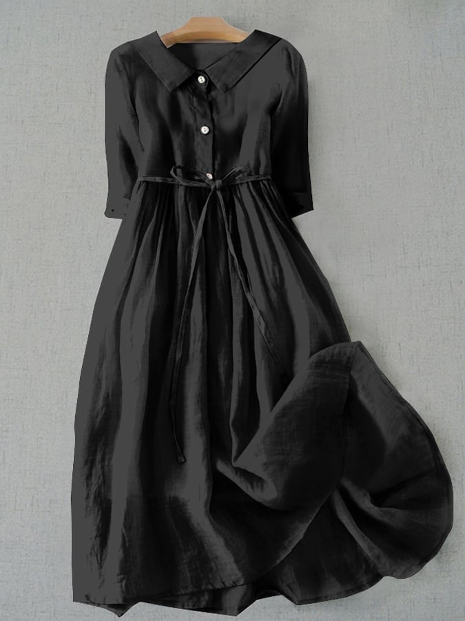 Literary Simple Cotton Blends Dress
