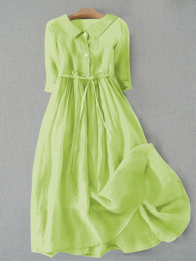 Literary Simple Cotton Blends Dress