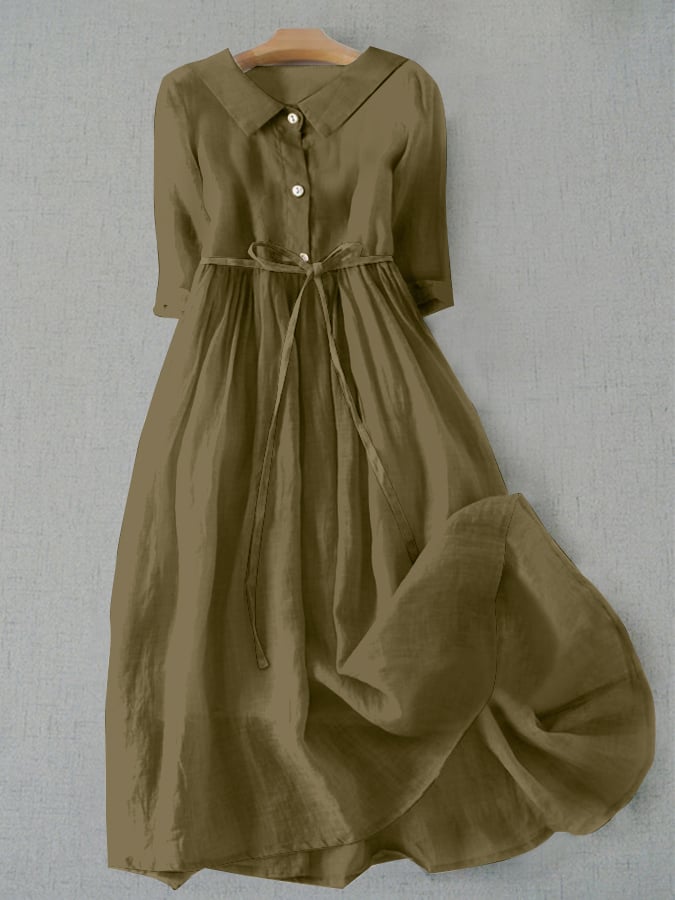 Literary Simple Cotton Blends Dress