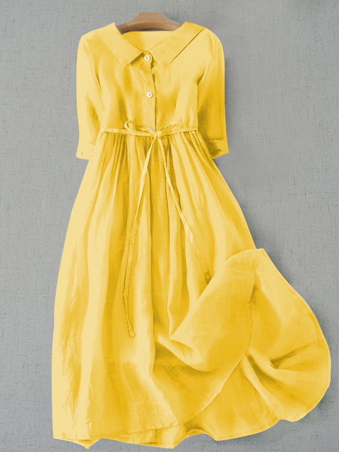 Literary Simple Cotton Blends Dress