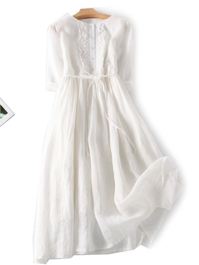 Women's Solid Color Ruffle Casual Dress